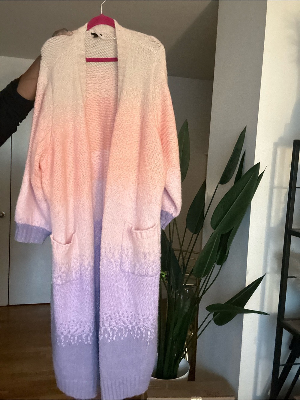 Torrid Long Ombré Open-Front Women's Cardigan Sweater - Pink to Lavender, 4X
